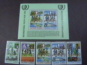 SOLOMON ISLANDS # 551-555 & 554a -MINT/NH--COMPLETE SET + SOUVENIR SHEET-1985