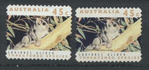 Australia SG 1328  Used pair different phosphors  perf 11½ Threatened Specie...