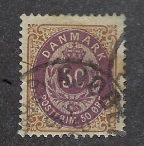 Denmark SC#33a Used F-VF SCV$175.00...Worth a Close Look!