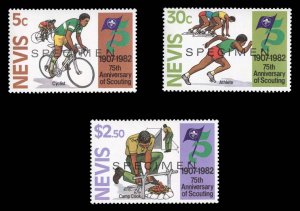 Nevis #156-158S, 1982 Boy Scouts, set of three overprinted Specimen, never hi...