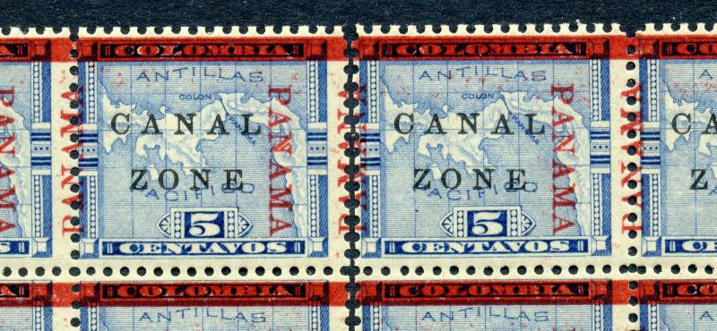 Canal Zone Scott #12 Blocks with Split 'PAMANA' Reading Up & More (CZ12-88)