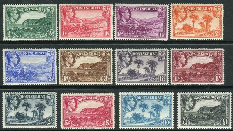 MONTSERRAT-1938-48 A lightly mounted mint set to £1 Sg 101a-112