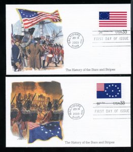 US 3403a-t The Stars and Stripes UA set of 20 Fleetwood cachet FDCs