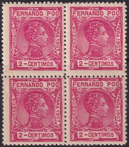 Fernando Po 1907 Sc 153 block MH* streaky gum