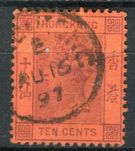 HONG KONG; 1882-96 early QV Crown CA issue fine used 10c. value