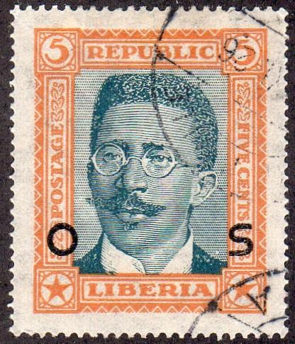 Liberia O144 - Used - 5c Pres. Charles King (Official) (1923)