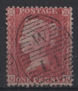 GB 1854 1d red LC14 white paper plate 46 GK sg40 superb used, well centred, cr