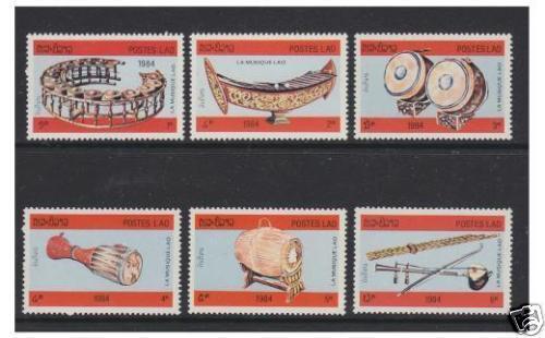 Laos 1984 Musical Instruments ART Music Cultures Drums Pipe Stamps MNH Sc#529-34