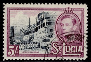 ST. LUCIA GVI SG137, 5s black & mauve, FINE USED. Cat £16.