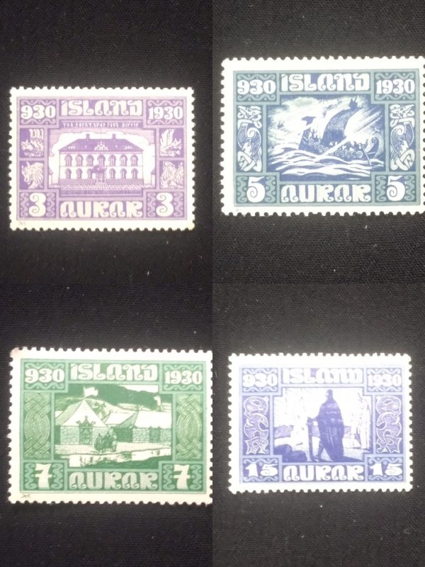 C) 1930, ICELAND, MILLENNIUM OF THE ICELAND PARLIAMENT MULTIPLE STAMPS. MINT