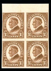 USAstamps Unused VF US 1923 Imperforated Harding Block Scott 576 OG MVLH 