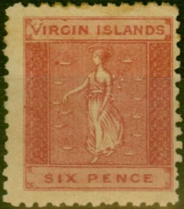 Virgin Islands 1866 6d Rose-Red SG7a 'Large V in Virgin' Fine Mounted Mint