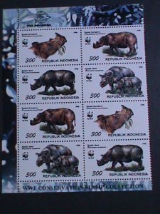 INDONESIA-1996 SC# 1673 WWF-RARE RHINOCEROS  MNH SHEET 2 COMPLETE SETS VF