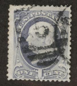 USA Scott 156 Used 1873 1c stamp  on wove paper