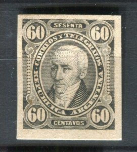 ARGENTINA; 1880s Scarce classic PROOF of Portrait Design 60c. on Thick Card