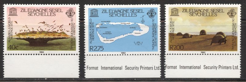 Seychelles-ZES Scott 40-42 MNHOG - 1982 Aldabra, World Heritage Site - SCV $2.35