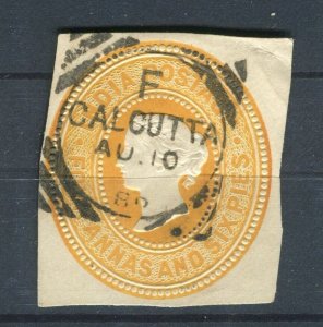 INDIA; 1880s classic QV 4a. 6p. fine POSTMARK Stationary Piece, Calcutta F