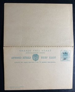 Mint Orange River Colony Postal Stationery Reply Postcard Half Penny Green