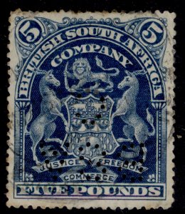 RHODESIA EDVII SG92, £5 deep blue, USED. Cat £25. PERFIN