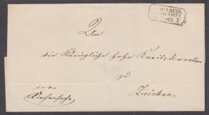 Germany, 1863 Stampless cover, boxed STOLLBERG B CHEMNITZ postmark