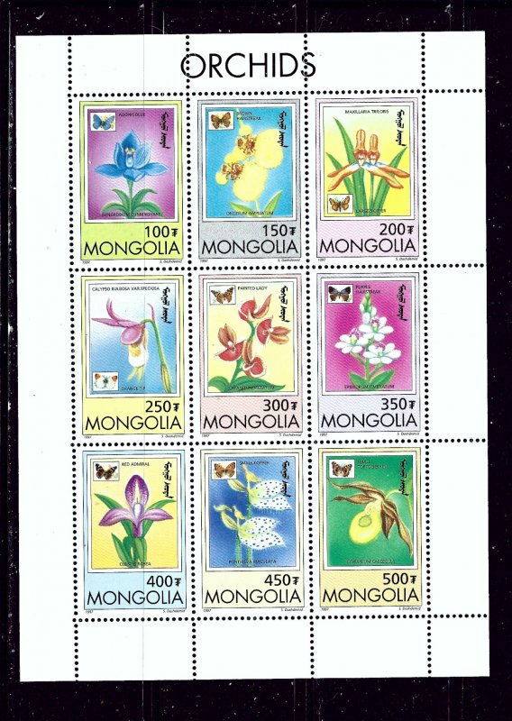 Mongolia 2269-77 MNH 1997 Orchids sheet of 9