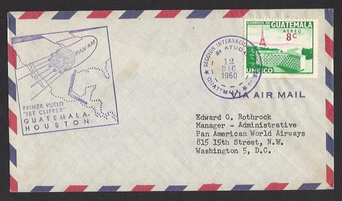 GUATEMALA 1960 PAN AM FFC Guatemala City to HOUSTON TEXAS Cover