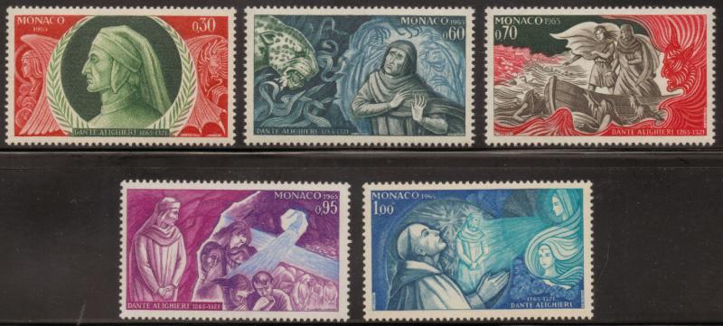 Monaco # 624-628 1966 Dante Alighieri Series MNH