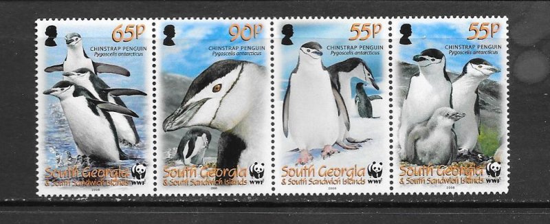 PENGUINS - SOUTH GEORGIA #367-700 (STRIP)  MNH