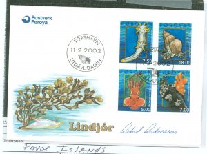 Faroe Islands 409-412 FDC signed by Astrid Andreasen