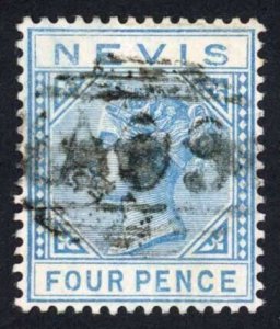 St Kitts Nevis SG30 4d Blue wmk Crown CA Cat 50 pounds