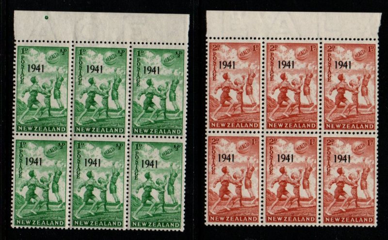 New Zealand Sc B18-19 1941 Health Children Playing stamp blocks of 6  mint NH