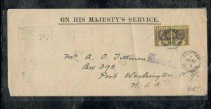 ST LUCIA ISLANDS COVER (PP0301B)  KGV  1918 3D PR REG COVER TO USA 