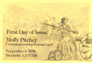 USPS FDC Ceremony Program UX77 C1 Molly Pitcher Postal Card Monmouth 1978