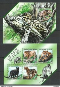 2014 Niger Fauna Animals Wild Cats Tigers Chats Sauvages 1+1 ** St2671