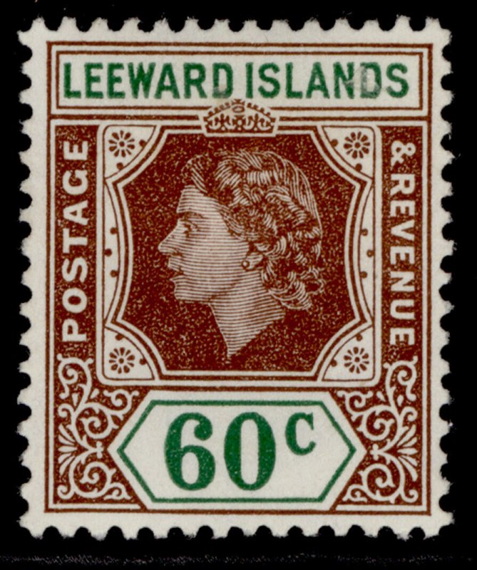 LEEWARD ISLANDS QEII SG137, 60c brown & green, M MINT.