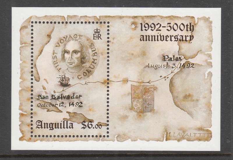 Anguilla 866 Columbus Map Souvenir Sheet MNH VF