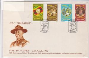 ptc zimbabwe 1982 anniversary of scouting fdc  stamps cover ref 20512