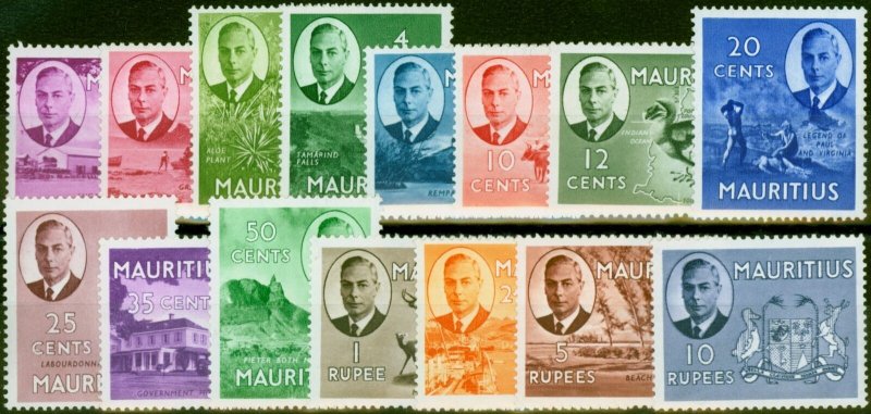 Mauritius 1950 Set of 15 SG276-290 Superb MNH 
