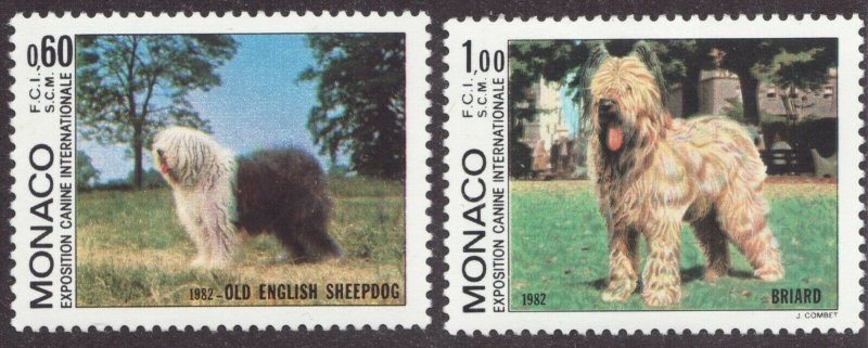 Sc# 1336-37 - Monaco - Dogs - Old English Sheepdog / Briard - MNH - superfleas