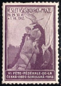 1912 Czechoslovakia Poster Stamp Sokol Federal All School Athletic Gathering MNH