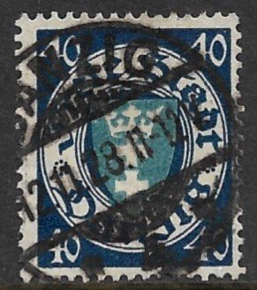 DANZIG 1924-27 40pf Dark Blue and Blue Coat of Arms Issue Sc 184 VFU