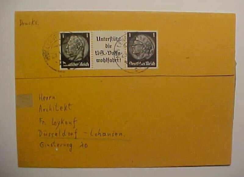 GERMAN  TAG  BETWEEN STAMPS 1942 COVER HOLLENSTE---