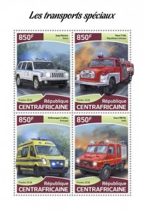 C A R - 2018 - Special Transport - Perf 4v Sheet - Mint Never Hinged