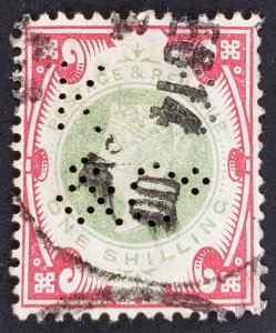 Great Britain, Scott #126, F used, small thin & short perfs, perfin K S & Co