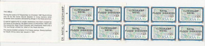 South Africa , Postage Stamp, #702, B13 Overprint Flood Booklet, 1987 (p)