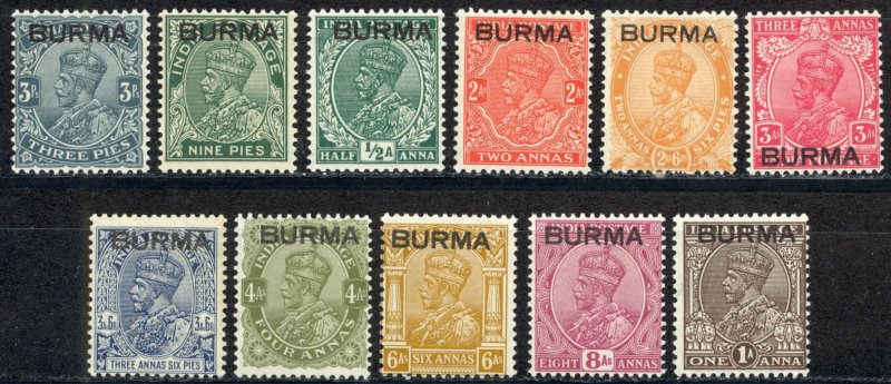 Burma Sc# 1-11 MH 1937 KGVI (overprint) 