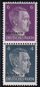 Russia Ostland 1941 Sc N23, N25 German Occupation Hitler Setenant Pair Stamp MH
