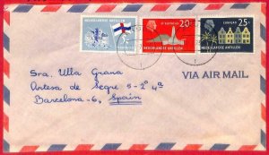 aa3571 - DUTCH  ANTILLEN  - POSTAL HISTORY - AIRMAIL COVER to SPAIN 1973  Flags