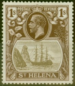 St Helena 1922 1s Grey & Brown SG106b Torn Flag Fine Lightly Mtd Mint