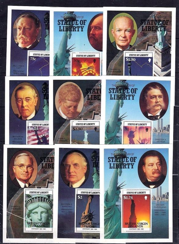 British Virgin Islands Statue of Liberty US Presidents Kennedy Truman MNH [B4]